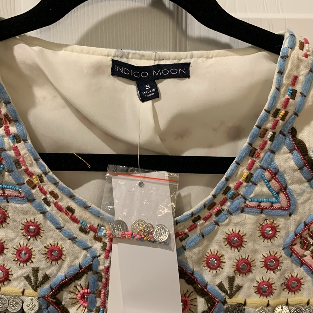 Indigo Moon Women's Embellished Embroidered Beaded Ruffle Hem Jacket - Picture 2 of 5